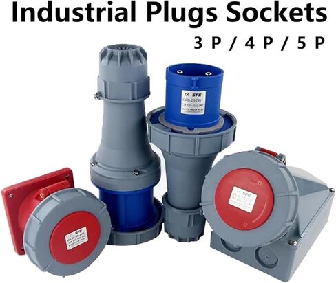 63A 125A IP67 220V 380V Industrial Male Female Plug and Socket 3P/4P/5P Electrical ConnectorWall Mounted(Mounted,125A-5P) in Saudi Arabia