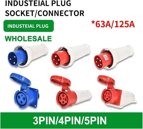 Waterproof Industrial Plug3 Pole 4 5 Pin dustproof Socket IP67 Male and Female 63a 125a Mounted 380V 415V(5P63A Wall Mounted) in Saudi Arabia