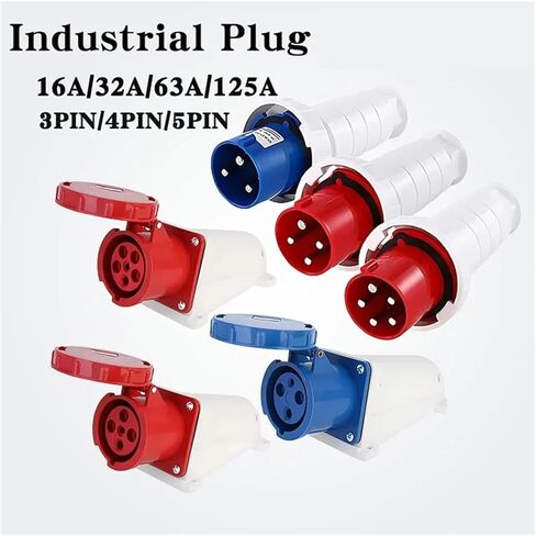 5/10 PCS Aviation Industrial Plug and Socket 16A/32A/63A/125A IP44/IP67 Waterproof 3P/4P/5P Wall Mounted Panel(32A Panel Mounted,10 PCS-3P) in Saudi Arabia