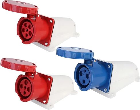 5/10 PCS Aviation Industrial Plug and Socket 16A/32A/63A/125A IP44/IP67 Waterproof 3P/4P/5P Wall Mounted Panel(32A Panel Mounted,10 PCS-3P) in Saudi Arabia