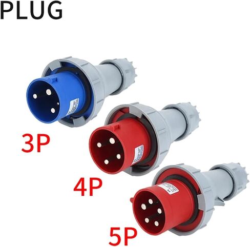 1pc Industrial 63A 125A Terminal Male Female 3/4/5 Pin Wall Mounted Socket IP67 Waterproof Electrical Connector 220V 380V(Plug,125A-5P) in Kuwait