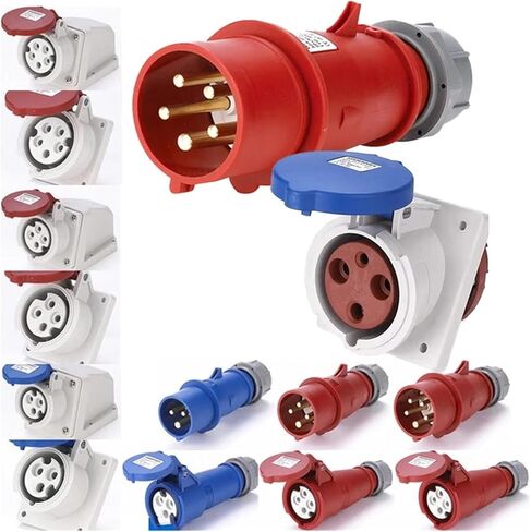 1Pcs Industry Plug and Socket Connectors Surface and Concealed Installation 3 4 5 Hole Core 16 A 32A Waterproof Two Three-Phase(3321) in Saudi Arabia