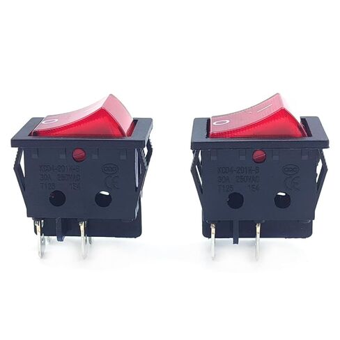 30A 250V KCD4 Rocker Switch with Light Red Lighted 4 Pin DPST 120V Rocker Toggle Switch ON Off Heavy Duty T125 (2 Piece) in Kuwait