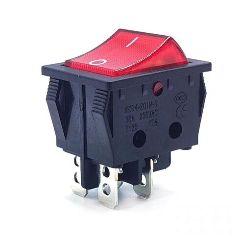 30A 250V KCD4 Rocker Switch with Light Red Lighted 4 Pin DPST 120V Rocker Toggle Switch ON Off Heavy Duty T125 (2 Piece) in Kuwait