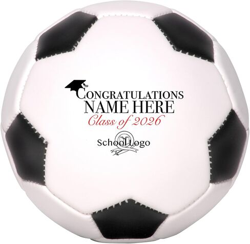 Custom Soccer Ball Graduation Gift Personalized with Name & School Logo for Him, Her, Graduate, Son, Daughter | Congratulations for Middle, High School, or College in Kuwait
