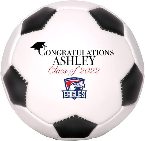 Custom Soccer Ball Graduation Gift Personalized with Name & School Logo for Him, Her, Graduate, Son, Daughter | Congratulations for Middle, High School, or College in Kuwait