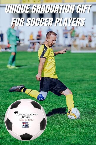Custom Soccer Ball Graduation Gift Personalized with Name & School Logo for Him, Her, Graduate, Son, Daughter | Congratulations for Middle, High School, or College in Kuwait