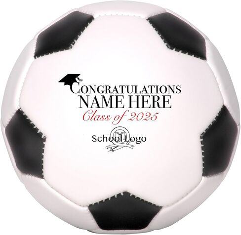 Custom Soccer Ball Graduation Gift Personalized with Name & School Logo for Him, Her, Graduate, Son, Daughter | Congratulations for Middle, High School, or College in Kuwait