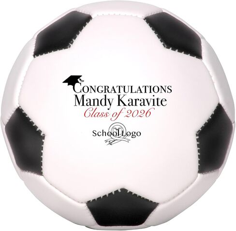 Custom Soccer Ball Graduation Gift Personalized with Name & School Logo for Him, Her, Graduate, Son, Daughter | Congratulations for Middle, High School, or College in Kuwait