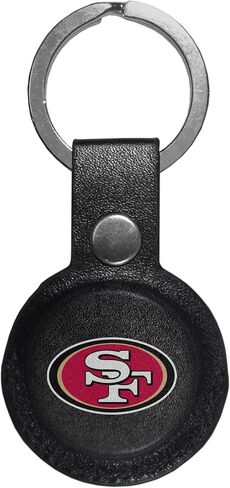 Siskiyou Sports NFL San Francisco 49ers سلسلة مفاتيح جلدية متوافقة مع AirTag للجنسين، مقاس واحد، أسود in Kuwait