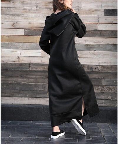 Bengbobar Women's Casual Plush Pullover Oversized Sweatshirt for Women Long Sleeve Drawstring Hoodie Maxi Dress with Pockets in Kuwait