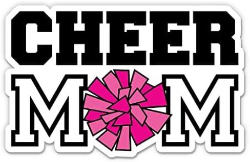ملصق Cheer Mom - ملصق من الفينيل Cheer Mom - 3 بوصة | لزجاجة المياه، والهاتف، والكمبيوتر المحمول، والسيارة، ومقاومة للماء للاستخدام الداخلي أو الخارجي in Kuwait