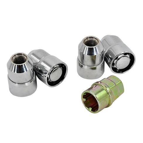 M12x1.5 الصلب قفل العجلة العروة الجوز الكروم قفل المكسرات 4 + 1 مجموعة in Kuwait