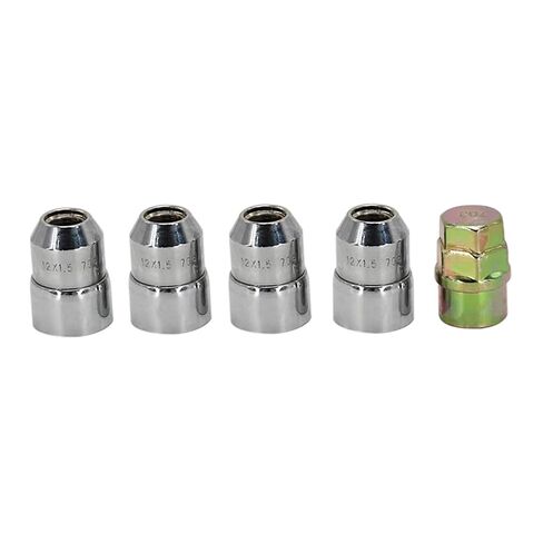 M12x1.5 الصلب قفل العجلة العروة الجوز الكروم قفل المكسرات 4 + 1 مجموعة in Kuwait