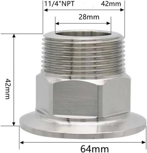 1/4 "3/8" 1/2 "3/4" 1 "-4" NPT ذكر × 0.5 "0.75" 1.5 "2" -4 "ثلاثي المشبك موصل وصلة أنابيب 304 316L الفولاذ المقاوم للصدأ (1-1l4-NPT-K64، SUS316L) in Kuwait