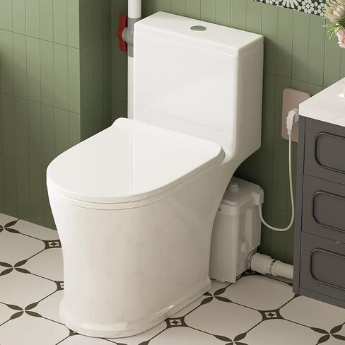 INEFLO 800W Macerating Toilet with Pump for Basement Upflush System | Sewer Grinder Pump with 4 Inlets for Sink/Shower/Laundry Wastewater Disposal, Patented Top Access Panel, 36ft Lifting Up in Kuwait
