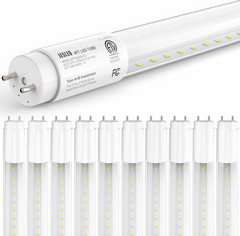 JESLED 4 عبوات T8 LED لمبات 4 أقدام، 14 وات 2450LM 6000K فائقة السطوع، مصابيح LED من النوع A+B 4FT، استبدال أنابيب الفلورسنت، التوصيل والتشغيل أو تجاوز الصابورة، غطاء شفاف in Kuwait