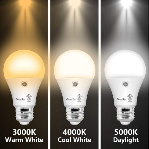 AmeriTop Dusk to Dawn Light Bulb- 4 Pack, A19 LED Sensor Light Bulbs; UL Listed, Automatic On/Off, 800 Lumen, 10W(60 Watt Equivalent), E26 Base, Indoor/Outdoor Lighting Bulb in Saudi Arabia