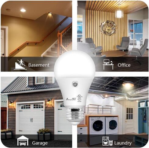 AmeriTop Dusk to Dawn Light Bulb- 4 Pack, A19 LED Sensor Light Bulbs; UL Listed, Automatic On/Off, 800 Lumen, 10W(60 Watt Equivalent), E26 Base, Indoor/Outdoor Lighting Bulb in Saudi Arabia