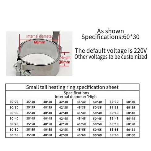 1PCS 50 * 70 50 * 80 50 * 100 55 * 70 55 * 80 55 * 100 60 * 70 60 * 80 60 * 100 65 * 80 65 * 100 70 * 70 Dual Wire Circular Mica Heating Band Heater 220V(55x100) in Kuwait