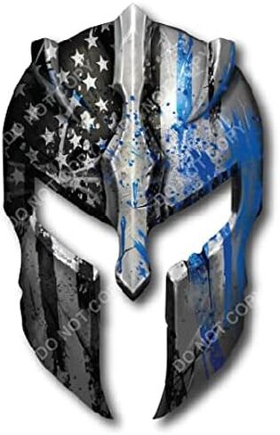 Thin Blue LINE Spartan Helmet American Flag Police Officer Blue Lives Matter Sniper Vinyl Decal Stickers Car Truck Sniper Marines Army Navy Military Graphic in Kuwait
