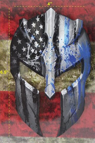 Thin Blue LINE Spartan Helmet American Flag Police Officer Blue Lives Matter Sniper Vinyl Decal Stickers Car Truck Sniper Marines Army Navy Military Graphic in Kuwait