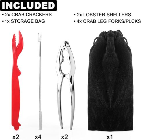 Seafood Tools Set includes 2 Crab Crackers, 2 Lobster Crackers Shellers, 4 Crab Leg Forks/Picks - Nut Cracker Set in Kuwait