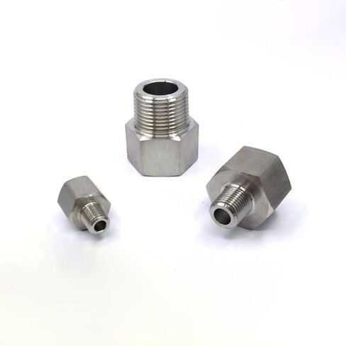 1/8 "1/4" 3/8 1/2 3/4 "أنثى إلى ذكر الموضوع 304 وصلة أنابيب الفولاذ المقاوم للصدأ موصل الضغط العالي (5") in Kuwait