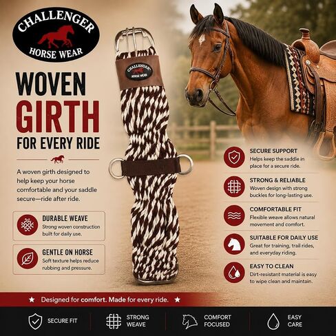 CHALLENGER Horse Western Mohair Wool Girth Breathable Saddle Cinch Stainless Steel 97RT01 in Kuwait