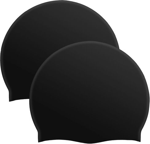 2 Pcs Silicone Swim Caps for Adults, High Elasticity Silicone Swimming Hats for Men & Women, Comfortable Non-Slip Design in Kuwait