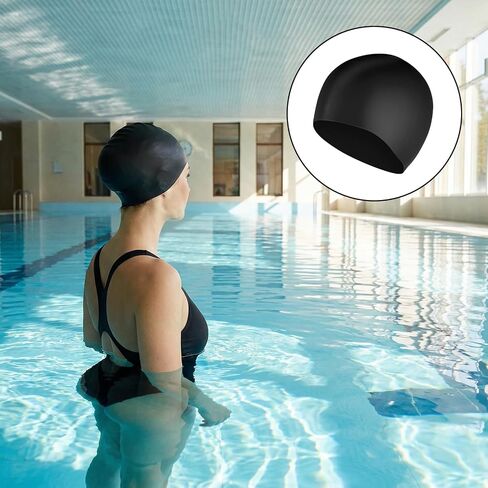 2 Pcs Silicone Swim Caps for Adults, High Elasticity Silicone Swimming Hats for Men & Women, Comfortable Non-Slip Design in Kuwait