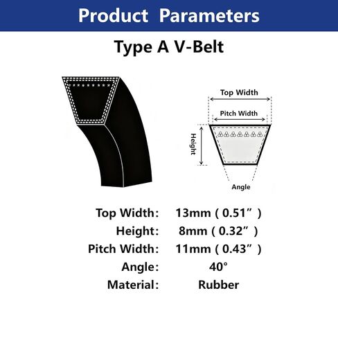 A13 Classic Wrapped Rubber V-Belt A-13 330Li 13 Inch (330mm) Inside Circumference A Profile V Belt in Kuwait