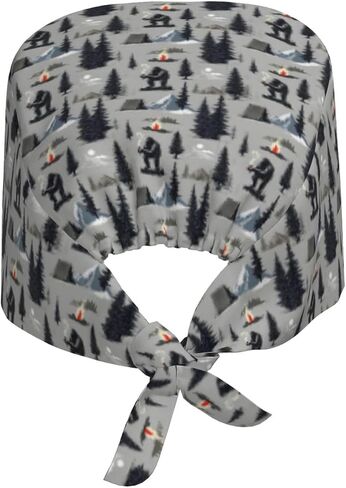 Forest Camping Gorilla Print Scrub Caps Women Men, Nurse Cap Surgical Caps Scrub Hats for Women Men, Adjustable Working Cap with Sweatband Black in Kuwait