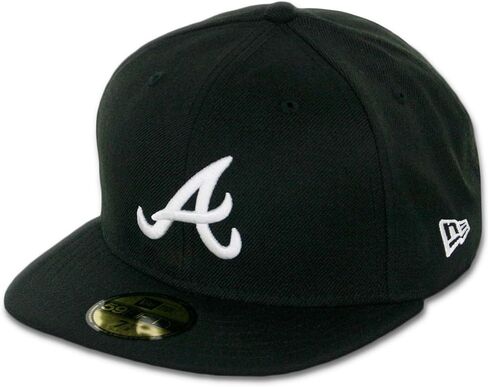 قبعة بيسبول 59Fifty Hat من New Era MLB Basic Atlanta Braves باللون الأسود/الأبيض (8) in Kuwait