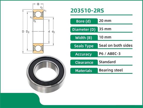 1pcs 20x35x10 203510-2RS Bearing in Saudi Arabia