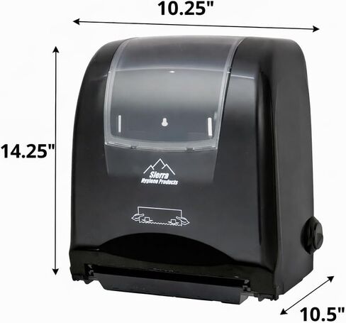 Sierra Hygenics Black Touch-Free Autocut Paper Towel Dispenser with (6) Hygenics 7.5" Hardwound 1-ply Natural (Kraft) Paper Towel Rolls in Kuwait