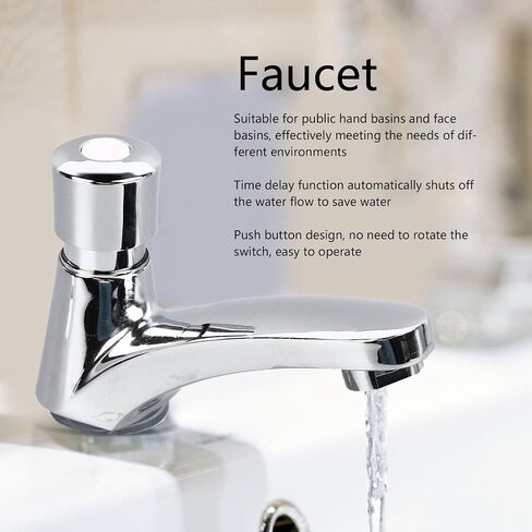 Water Saver Faucet, Push Button Design Time Delay Automatic Shutoff for Hand Basin and Face Basin, with Premium Copper Alloy Construction in Kuwait