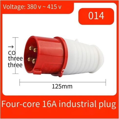 1pc 014 Four-Core 16A Industrial Plug - Waterproof Three-Phase Socket Connector for Construction Sites in Kuwait