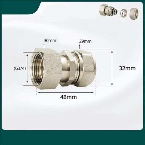 النحاس النيكل DN15 DN20 BSPP أنثى الموضوع الاتحاد المشترك مستقيم Pex الأنابيب 1216/1620 تركيب تجهيزات أنابيب الألومنيوم (1620-DN20 النيكل) in Kuwait