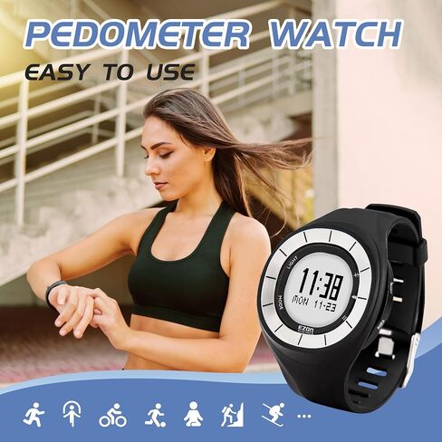 ساعة EZON Pedometer Watch T028، ساعة مضادة للماء مع السعرات الحرارية وساعة التوقف، إضاءة خلفية EL، عداد خطوات غير بلوتوث للمشي والتمارين اليومية in Kuwait