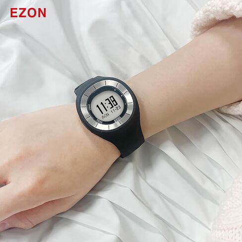 ساعة EZON Pedometer Watch T028، ساعة مضادة للماء مع السعرات الحرارية وساعة التوقف، إضاءة خلفية EL، عداد خطوات غير بلوتوث للمشي والتمارين اليومية in Kuwait