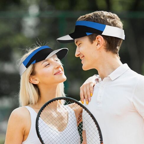 Flag of Estonia Print Foldable Sun Visor Hat Lightweight Adjustable Sun Visor Hat Outdoor Sports Cap for Adults Black in Kuwait