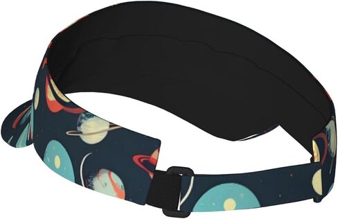 Outer Space Planet Print Foldable Sun Visor Hat Lightweight Adjustable Sun Visor Hat Outdoor Sports Cap for Adults Black in Kuwait