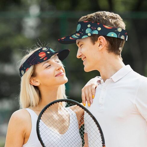 Outer Space Planet Print Foldable Sun Visor Hat Lightweight Adjustable Sun Visor Hat Outdoor Sports Cap for Adults Black in Kuwait