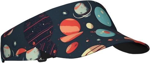 Outer Space Planet Print Foldable Sun Visor Hat Lightweight Adjustable Sun Visor Hat Outdoor Sports Cap for Adults Black in Kuwait