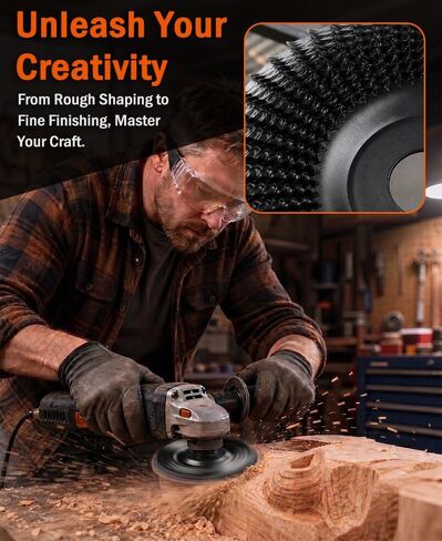 Wood Carving Disc 4 1/2 Inch,Wood Shaping Grinding Wheel,Angle Grinding Wheel Disc with 7/8" to 5/8" Arbor for Wood Carving, Shaping, Working,Tree Stump Remover（4.5 Inch） in Kuwait