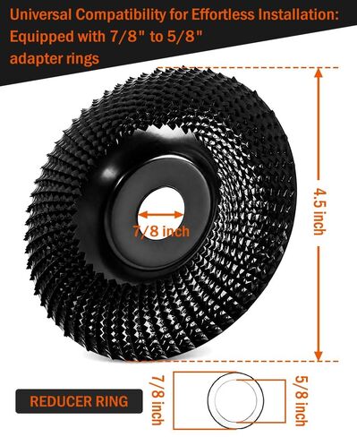 Wood Carving Disc 4 1/2 Inch,Wood Shaping Grinding Wheel,Angle Grinding Wheel Disc with 7/8" to 5/8" Arbor for Wood Carving, Shaping, Working,Tree Stump Remover（4.5 Inch） in Kuwait