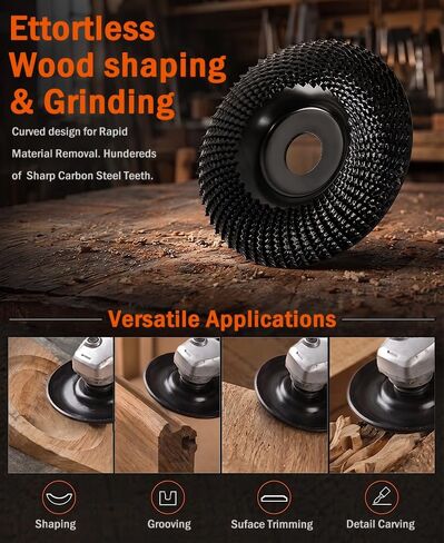 Wood Carving Disc 4 1/2 Inch,Wood Shaping Grinding Wheel,Angle Grinding Wheel Disc with 7/8" to 5/8" Arbor for Wood Carving, Shaping, Working,Tree Stump Remover（4.5 Inch） in Kuwait