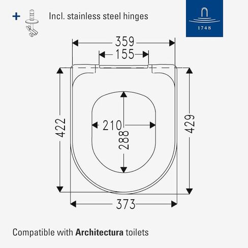 مقعد المرحاض Villeroy & Boch 98M9C1 V&B Architectura، أبيض، قياسي | نموذج د in Kuwait