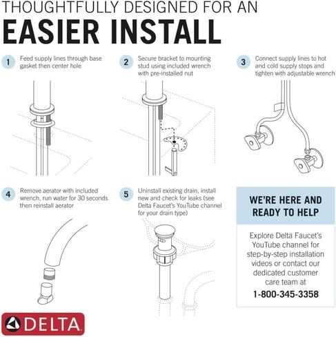 Delta Modern Chrome Bathroom Faucet 1 Hole, Single Hole Bathroom Sink Faucet for Vanity, Metal Push-Pop Drain Assembly, Chrome 567LF-GPM-PP in Kuwait
